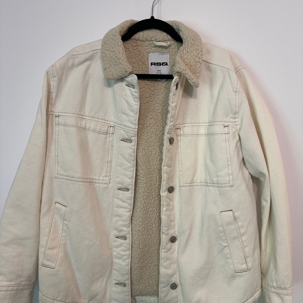 RSQ Cream Sherpa-Lined Jacket